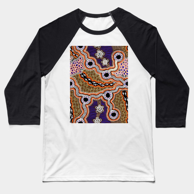 Aboriginal Art - Brolga Dreaming Baseball T-Shirt by hogartharts